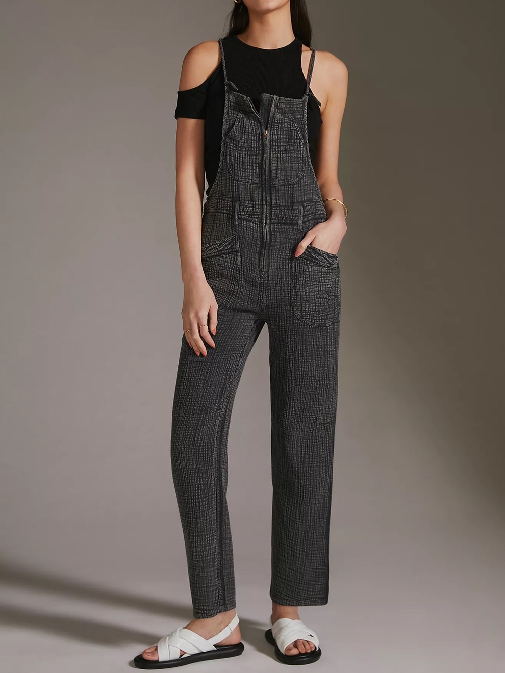 Anthropologie Pilcro Gauze Painter's Overalls in grey size 29